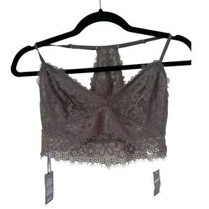 NWT Aerie Gray Floral Lace Bralette Women’s Size Medium Racerback Bra